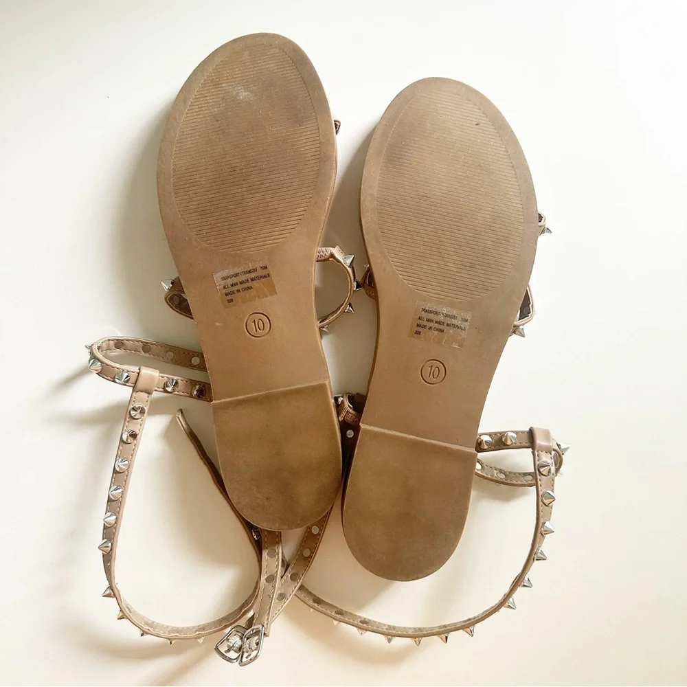 Steve Madden Transport Studded Strappy Gladiator Sandal Tan 10